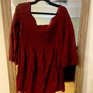 Off the shoulder maroon dress from Target!